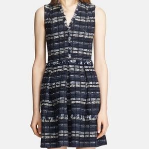 PROENZA SCHOULER Navy Black White Tan Tweed Boucle Fit & Flare Dress 6
